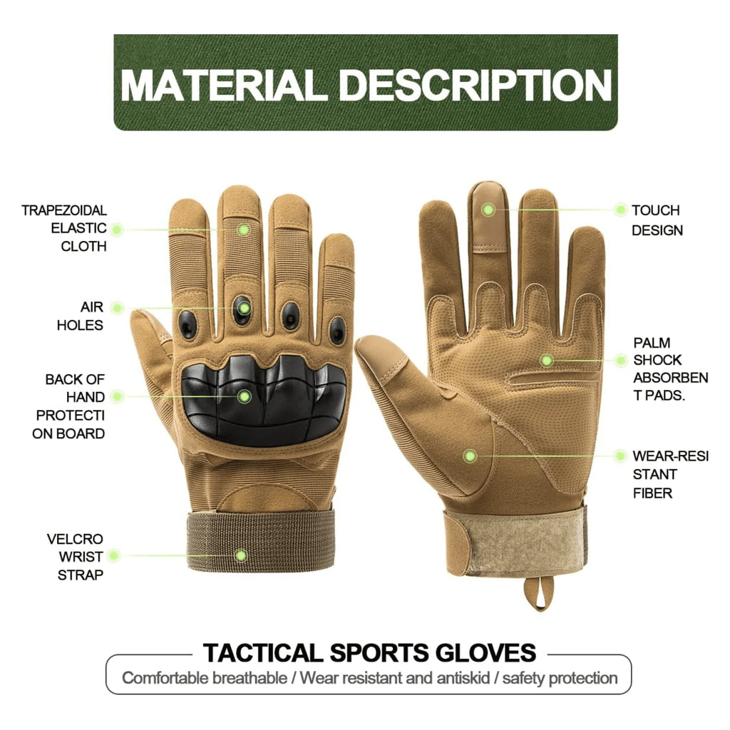 Jupitergear Tactical Military Airsoft Gloves for Outdoor Sports, Paintball, and Motorcycling with Touchscreen Fingertip Capability