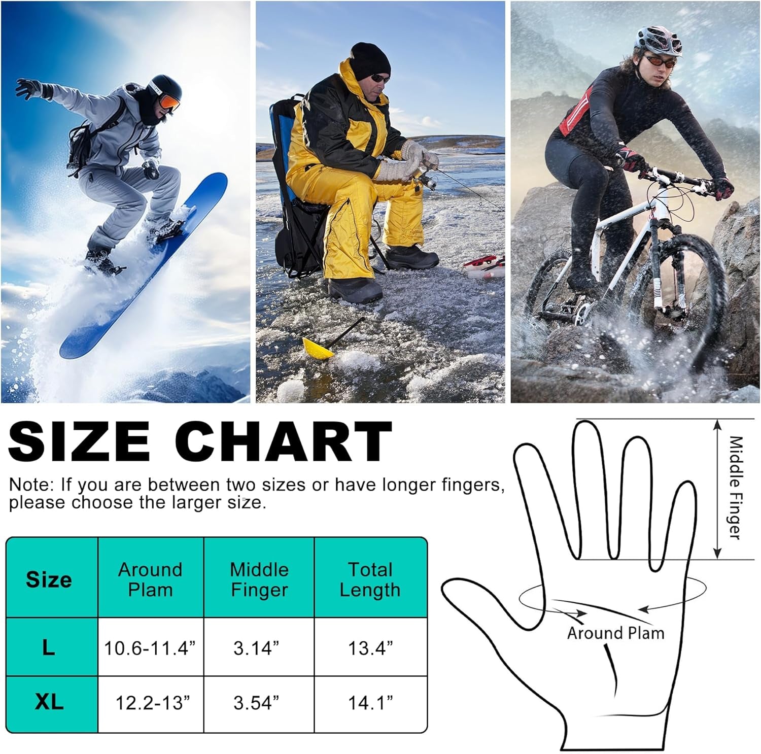 Electric Rechargeable Battery Heated Gloves - Waterproof Touchscreen for Outdoor Sports, Hiking, Skiing, Running, Work