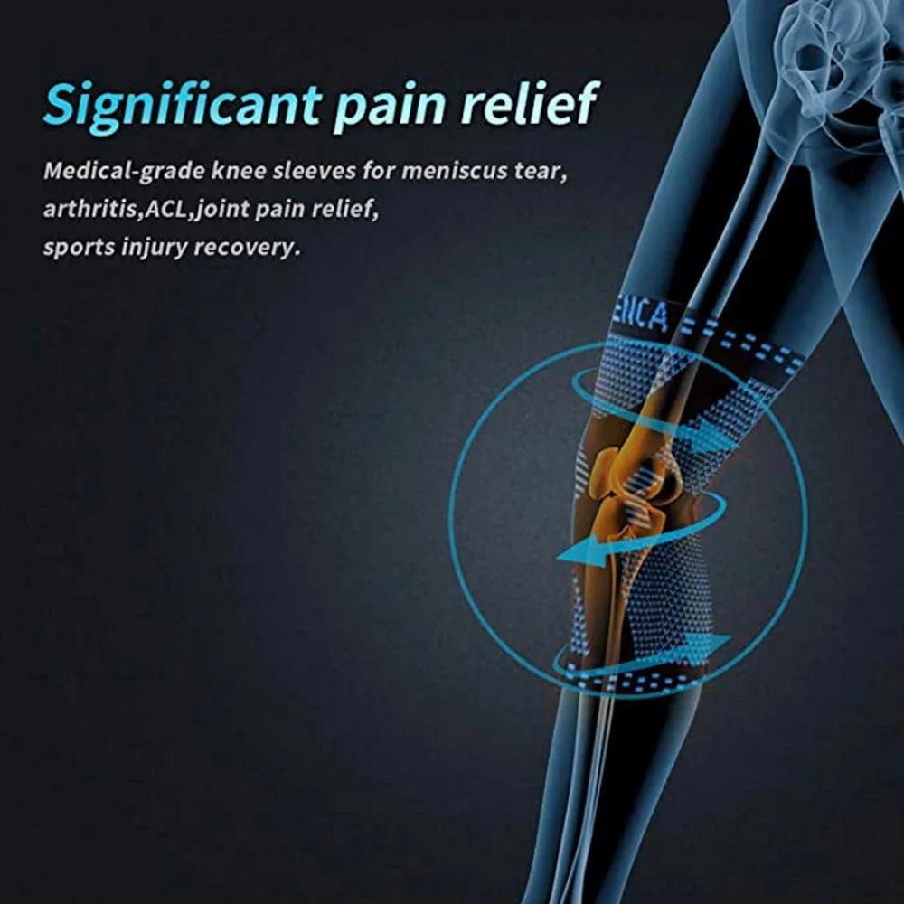 Gray Adjustable Knee Sleeve with Side Stabilizers - Knee Compression Sleeve for Men & Women, Knee Brace for Meniscus Tear, Arthritis Pain, Running, Sports & Injury Recovery Knee Support