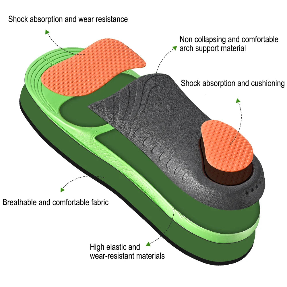 Arch Support Insoles for Plantar Fasciitis Flat Feet Pain Relief, Shock Absorbing Orthotic Inserts for Men and Women L