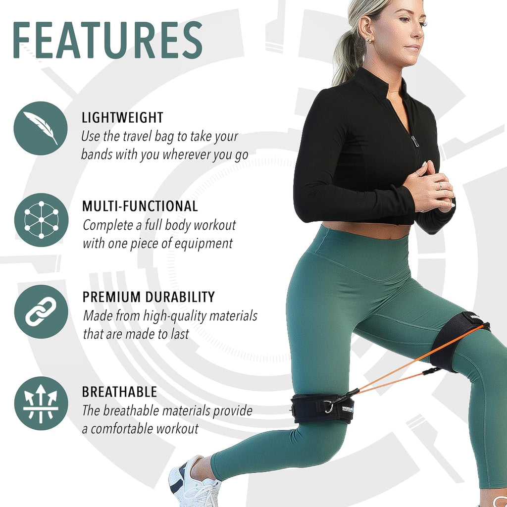 Leg Resistance Bands for Speed, Agility & Fitness Training | 4-Level Athletic Resistance System for All Ages | Includes Stretch Strap & Digital Training Program