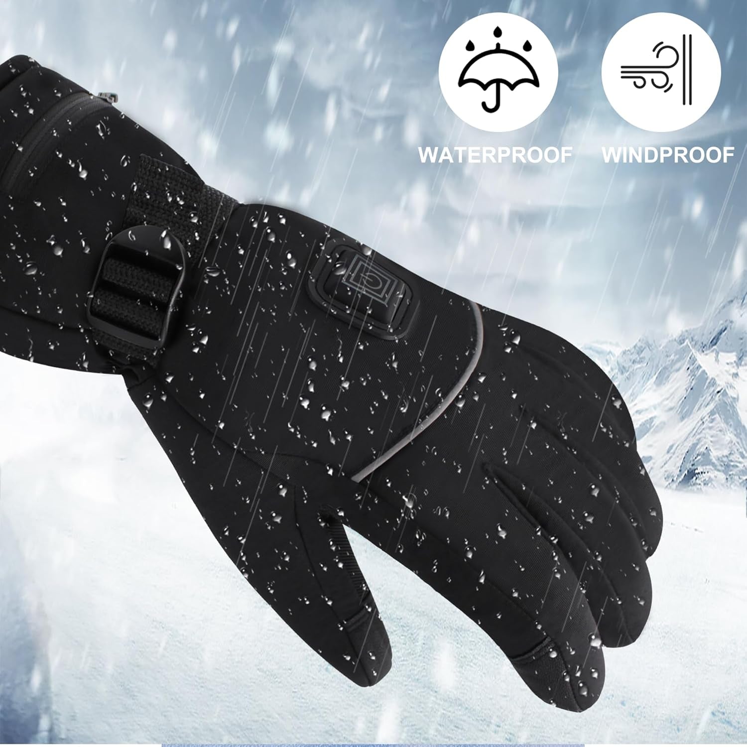Electric Rechargeable Battery Heated Gloves - Waterproof Touchscreen for Outdoor Sports, Hiking, Skiing, Running, Work