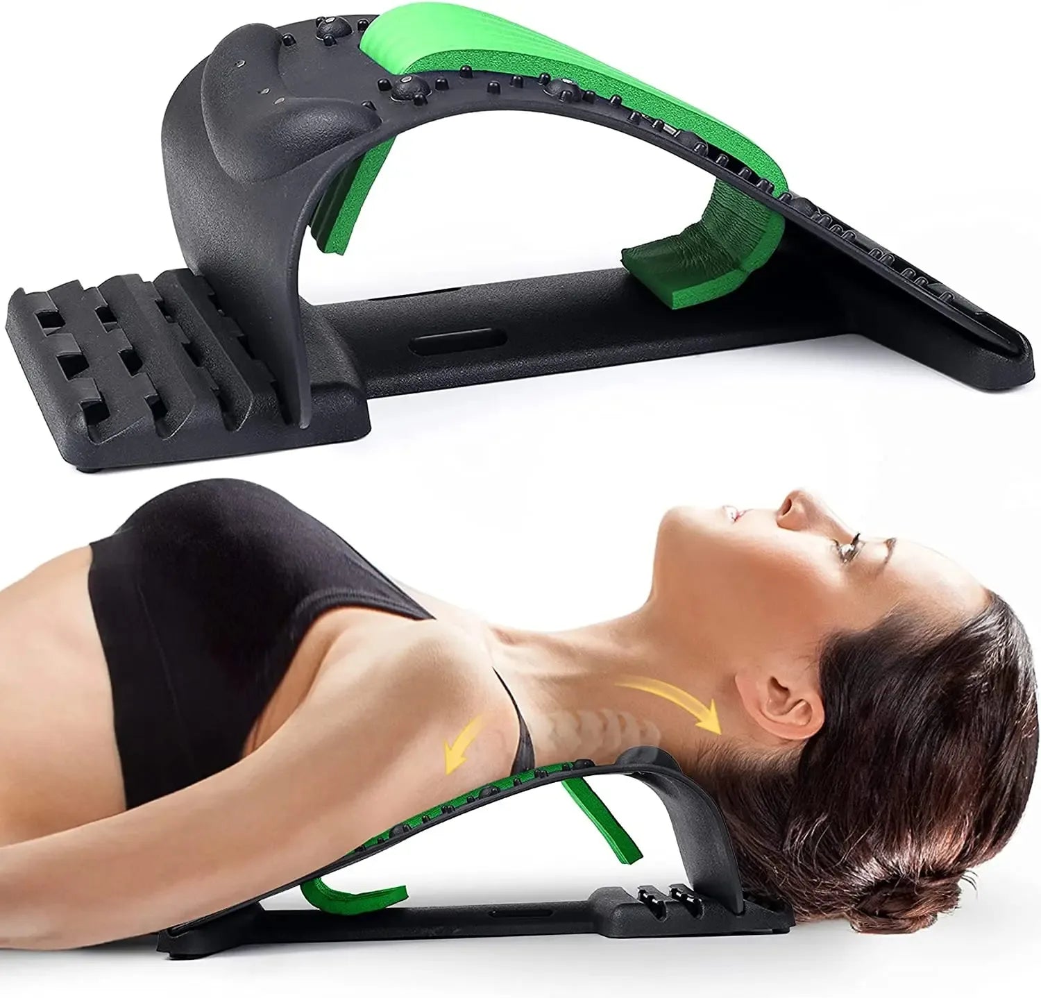 Ultimate Back Stretcher for Pain Relief - Adjustable Lumbar Traction Device with Acupressure Points for Spinal Decompression and Scoliosis Relief