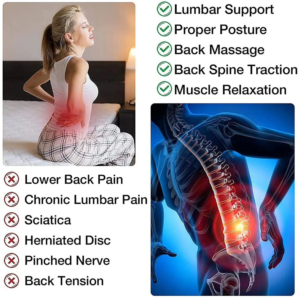 Ultimate Back Stretcher for Pain Relief - Adjustable Lumbar Traction Device with Acupressure Points for Spinal Decompression and Scoliosis Relief