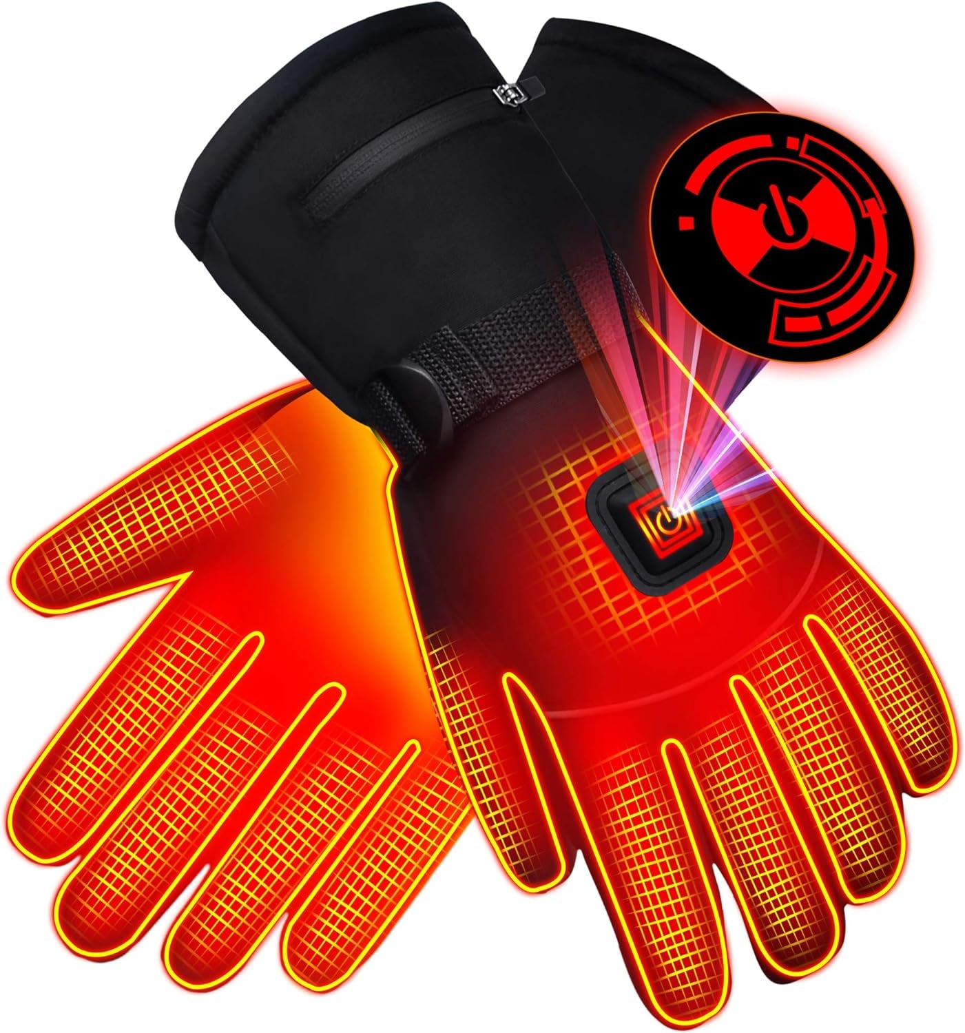 Electric Rechargeable Battery Heated Gloves - Waterproof Touchscreen for Outdoor Sports, Hiking, Skiing, Running, Work