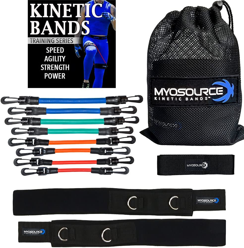 Leg Resistance Bands for Speed, Agility & Fitness Training | 4-Level Athletic Resistance System for All Ages | Includes Stretch Strap & Digital Training Program