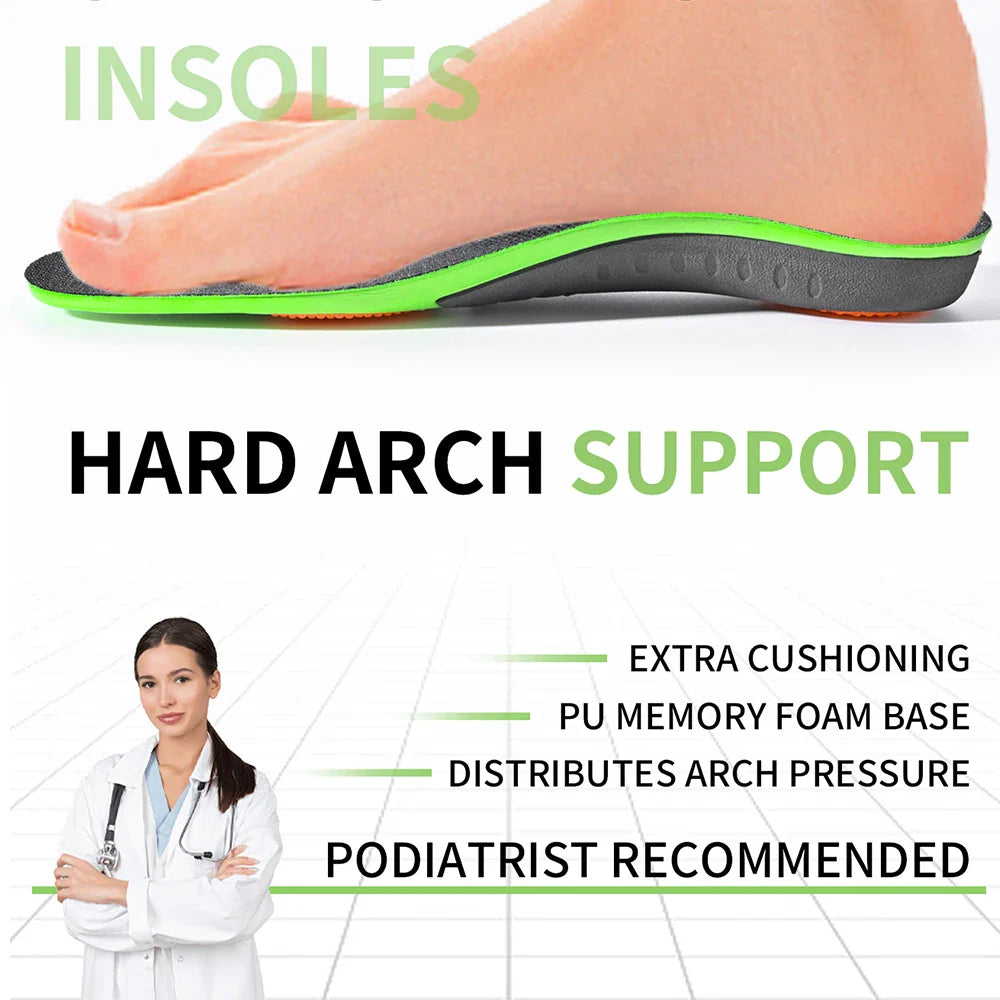 Arch Support Insoles for Plantar Fasciitis Flat Feet Pain Relief, Shock Absorbing Orthotic Inserts for Men and Women L