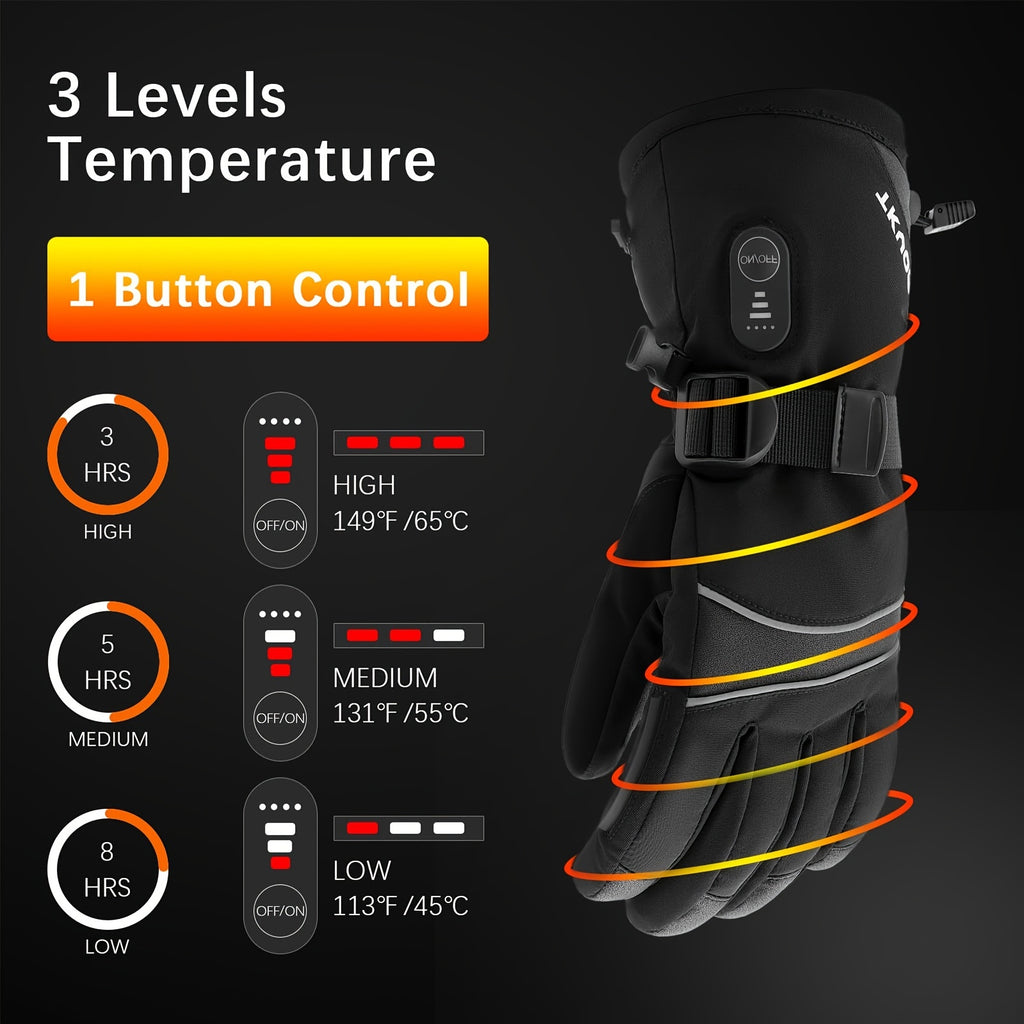 Heated Gloves, Rechargeable Electric Heated Gloves For Men Women, Winter Touchscreen Gloves For Skiing Hiking Riding
