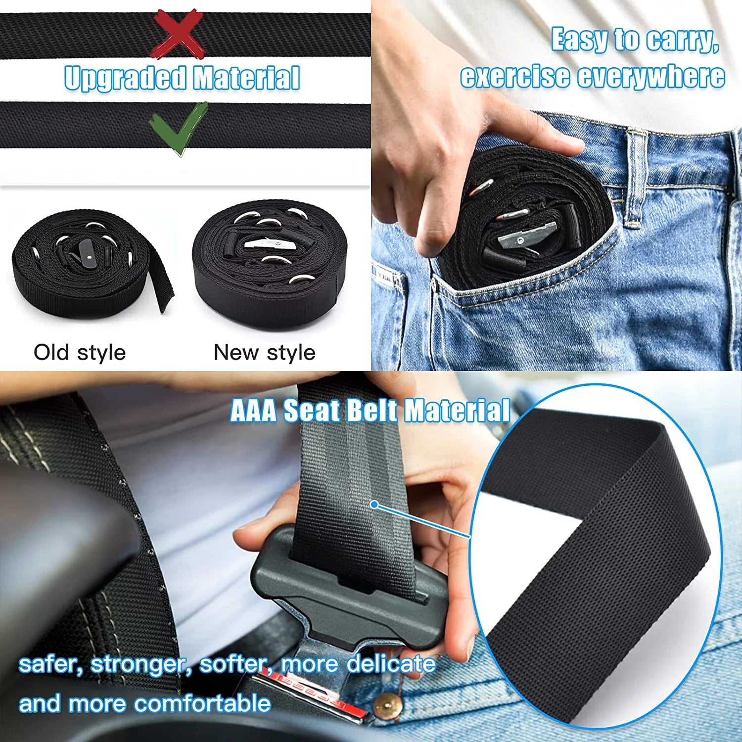 Door Anchor Strap for Resistance Bands Exercises, Multi Point Anchor Gym Attachment for Home Fitness, Portable Door Band Resistance Workout Equipment, Easy to Install, Punch-Free, Nail-Free