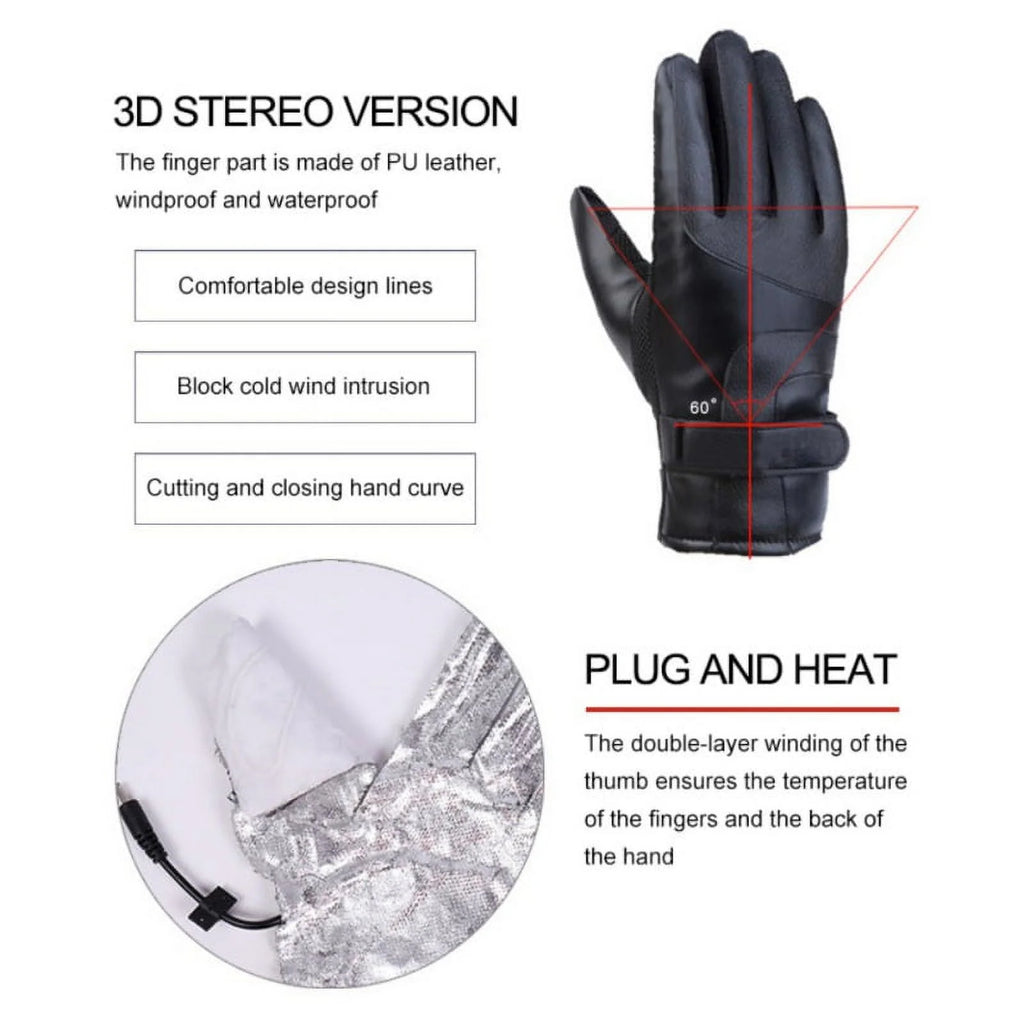 USB Plug Electric Heated Gloves with Touchscreen Finger for Men Women Winter Hands Warmer Thermal Gloves Windproof for Cold Weather Outdoor Activities