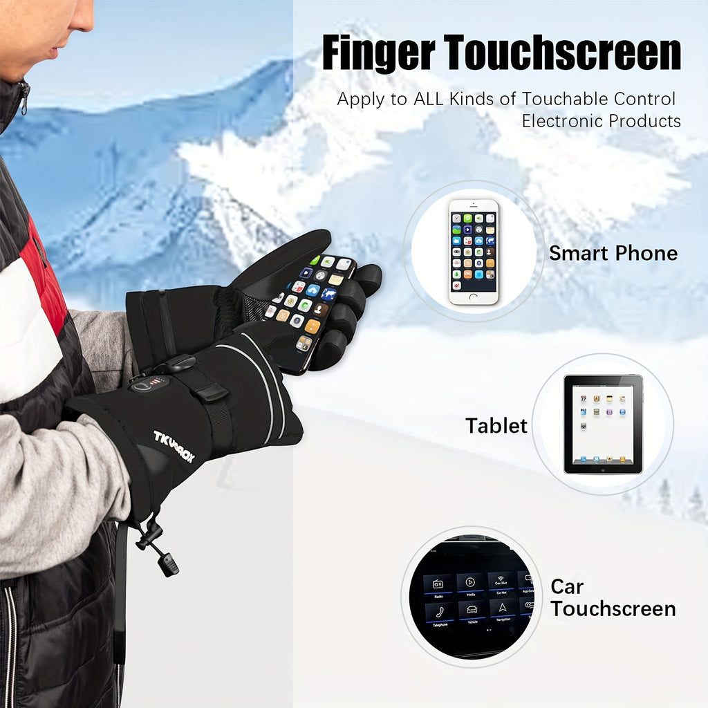 Heated Gloves, Rechargeable Electric Heated Gloves For Men Women, Winter Touchscreen Gloves For Skiing Hiking Riding