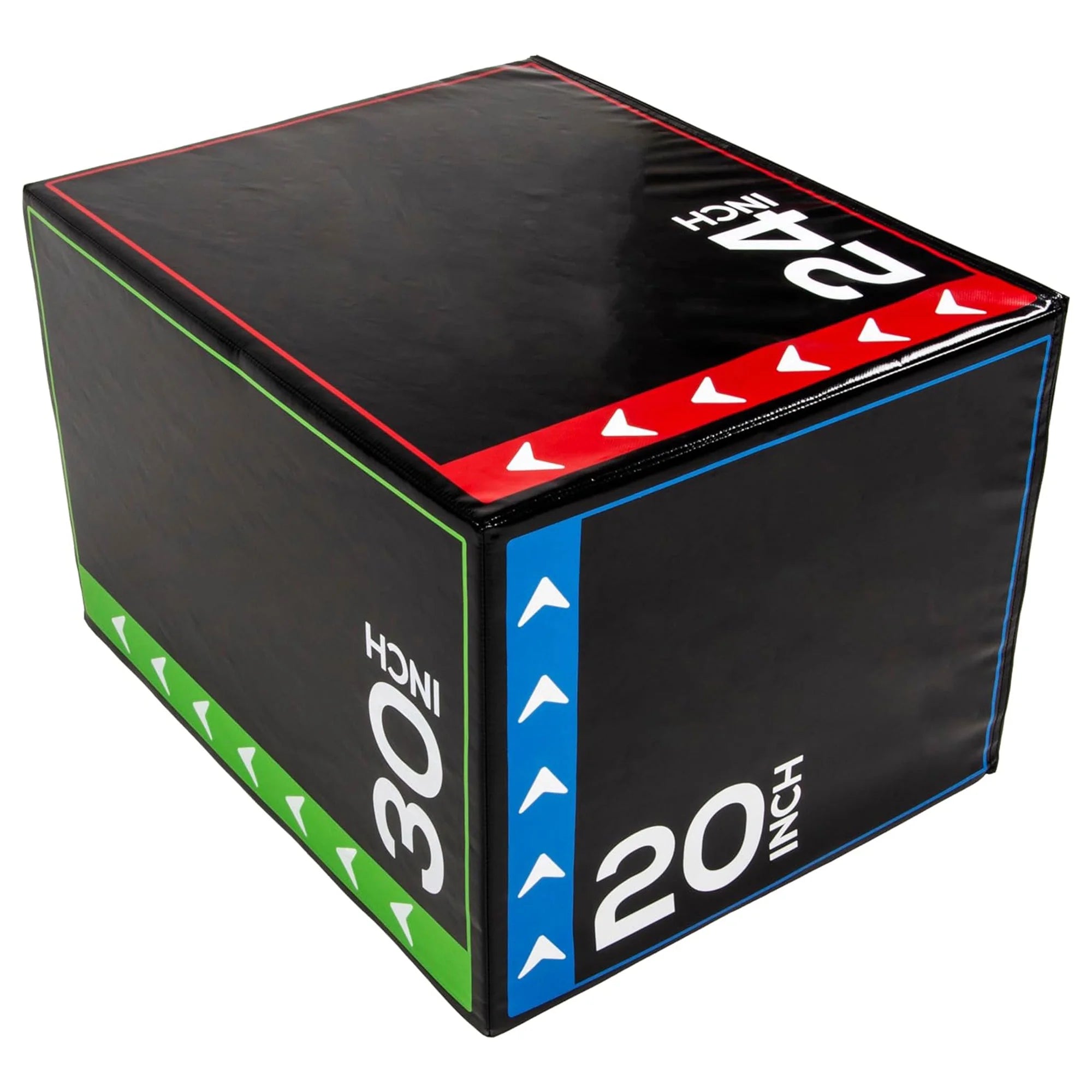 Foam Plyometric Jump Box with 20”, 24”, and 30” Heights, 16 Lbs, Multicolored